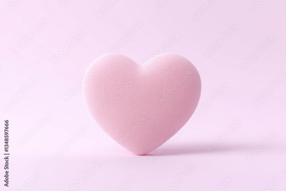 Obraz premium Single, soft, pink heart shape, simple, pastel, romantic, love, isolated, against light pink backdrop