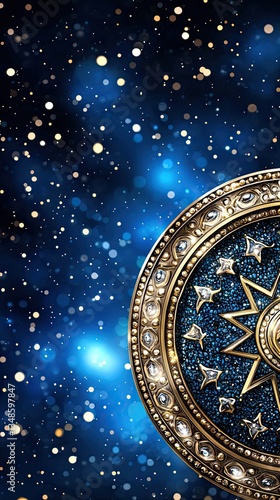 Wallpaper Mural cyber threat prevention technology encrypted digital security infrastructure An ornate compass design against a cosmic blue starry background. hacker prevention Torontodigital.ca