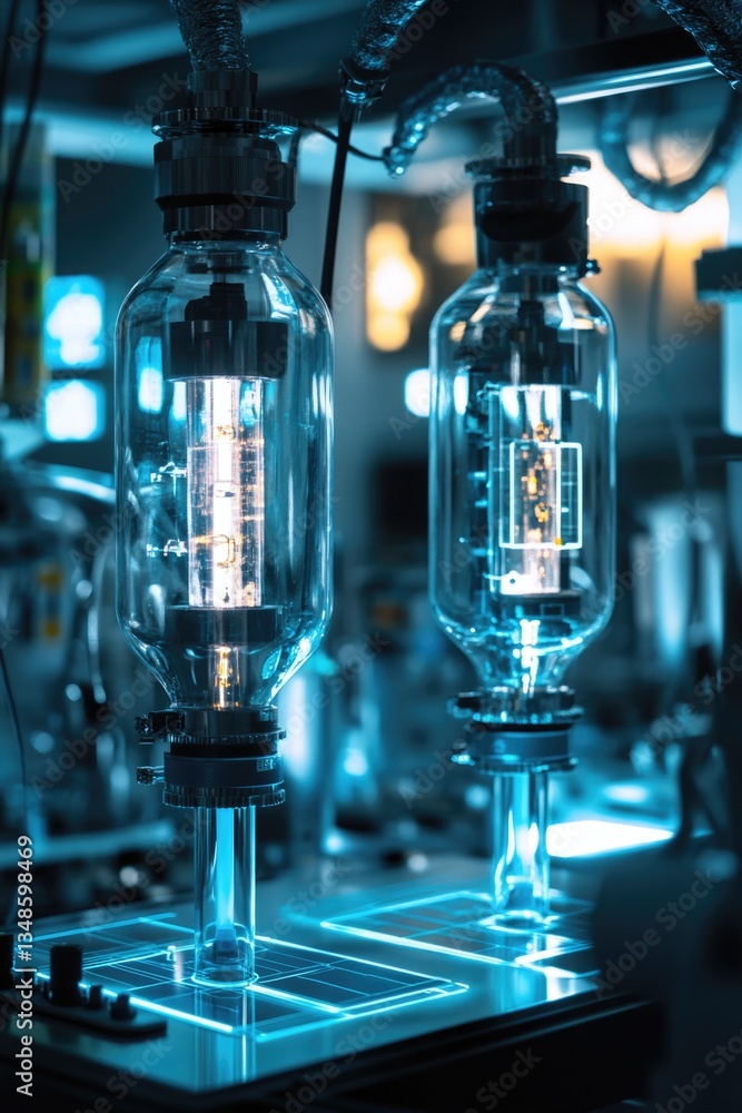 A pair of lamps sitting on a table A pair of lamps sitting on a table