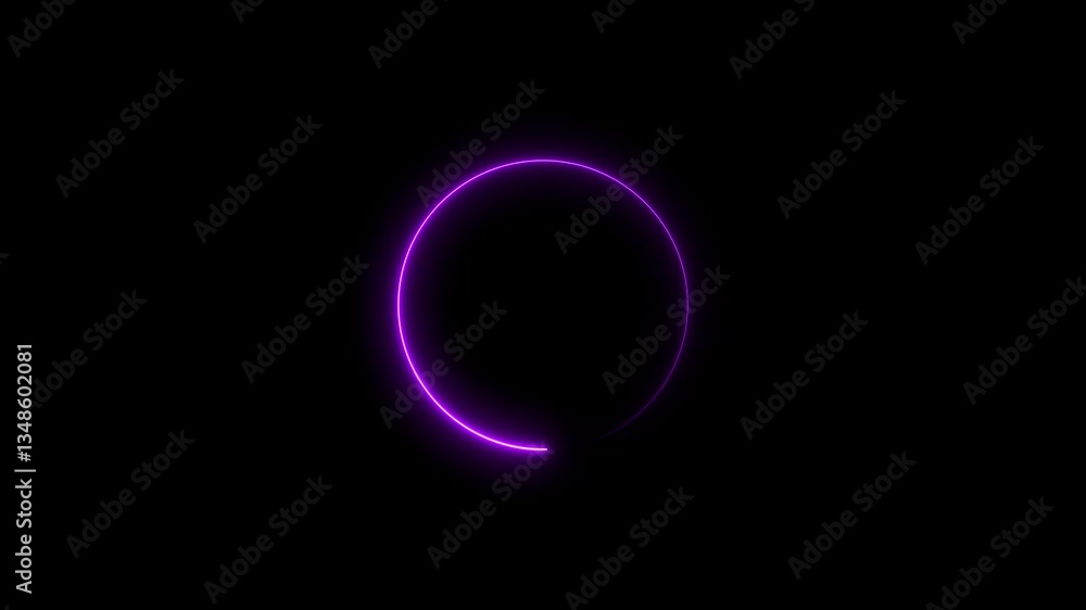 neon glowing circle with black background. neon glowing circle with black background.