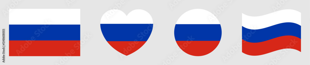 Set of Russia flags isolated. Russia flags set in square, circle, waving flag and heart shape icons various designs element. Russia flags collection different style. Vector illustration. Set of Russia flags isolated. Russia flags set in square, circle, waving flag and heart shape icons various designs element. Russia flags collection different style. Vector illustration.
