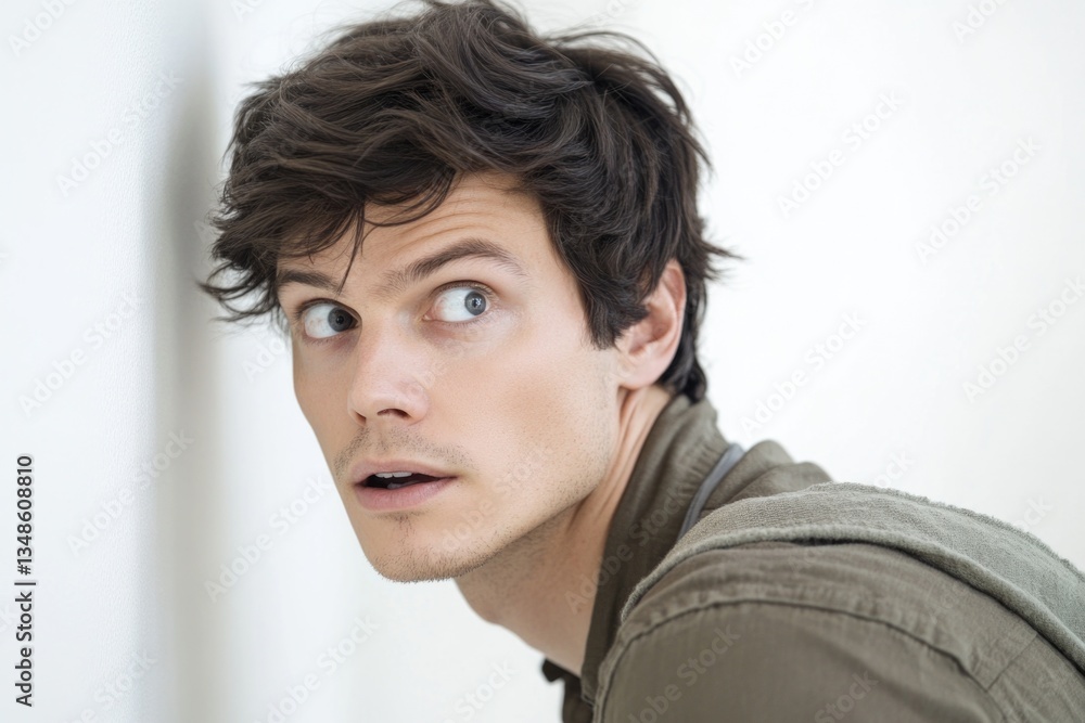 Fototapeta premium A person with an unexpected reaction, great for conveying shock or surprise