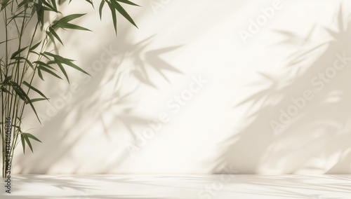 Beige backdrop with bamboo shadows