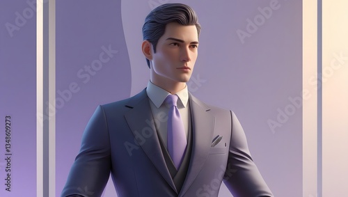 Elegant Businessman Posing with Confidence and Sophistication in a Minimalist Setting