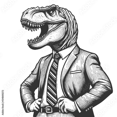 T-Rex Businessman boss in Suit vector illustration