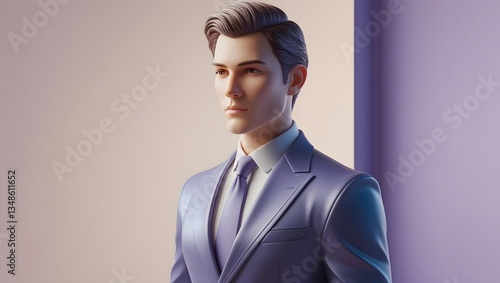 Elegant professional man in a lavender suit, portraying confidence and style