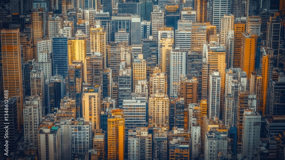 Obraz premium Futuristic Dystopian Cityscape: A Hyper-Efficient Urban Environment with No Private Spaces