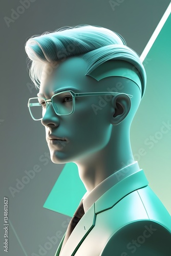 Futuristic professional with augmented aesthetics and stylish glasses
