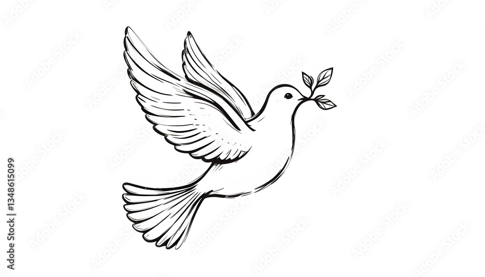 Fototapeta premium A graceful dove vector, symbolizing peace, in clean black silhouette.