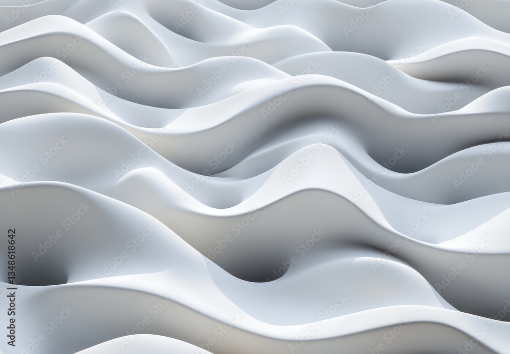 Abstract white wavy surface. Complex, organic shapes create a dynamic, flowing texture. Smooth transitions between forms. Evokes feelings of movement and fluidity Abstract white wavy surface. Complex, organic shapes create a dynamic, flowing texture. Smooth transitions between forms. Evokes feelings of movement and fluidity