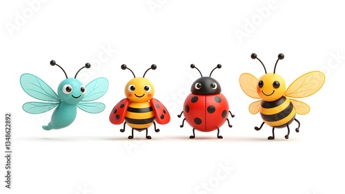 Happy party with cartoon insects