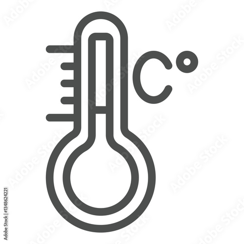 Celsius thermometer line icon, spring season concept. Vector graphics. Temperature measurement tool sign on white background, outline style icon for mobile or web design.