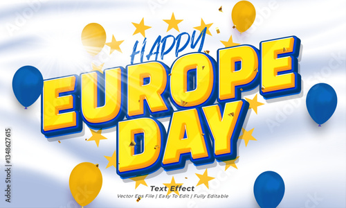 Vector 3d text effect europe day illustration