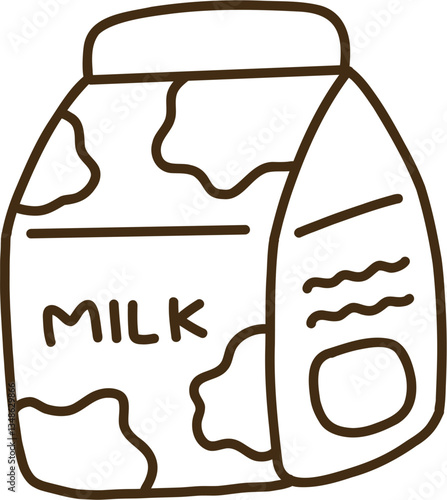 Cute milk doodle outline vector