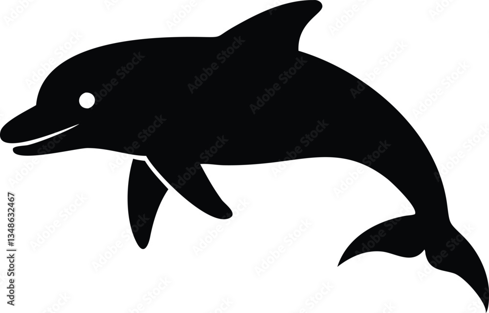 Playful Dolphin Silhouette Marine Mammal Leaping, Underwater Wildlife, Ocean Creature Playful Dolphin Silhouette Marine Mammal Leaping, Underwater Wildlife, Ocean Creature