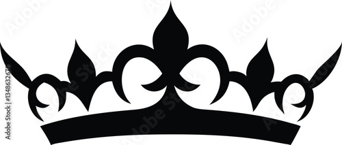 Royal Crown Silhouette, Kingly Symbol, Black Imperial Crown, Monarchy Iconography, Crest Element