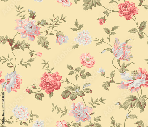 Wallpaper Mural seamless pattern with flowers Torontodigital.ca
