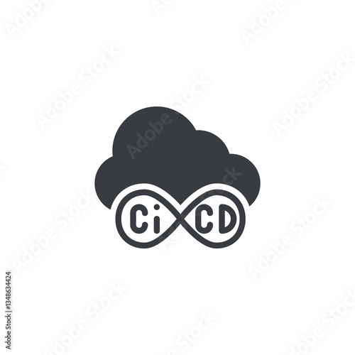 Cloud with a pipeline and code symbol vector icon