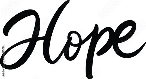 Word Hope isolated on a white background, Bold script, positive message, typography