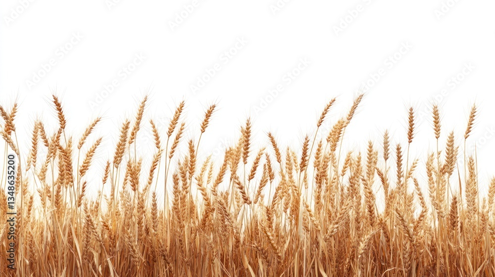 Fototapeta premium Golden Wheat Field Against White Background