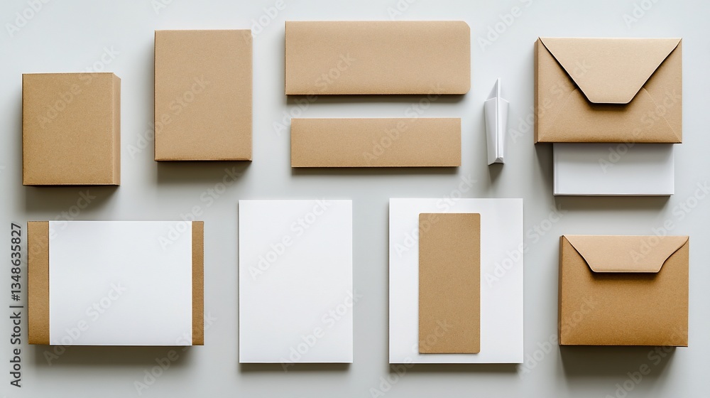 Stationary mockup envelopes, cards, blocks, and paper on a plain, light backdrop Stationary mockup envelopes, cards, blocks, and paper on a plain, light backdrop