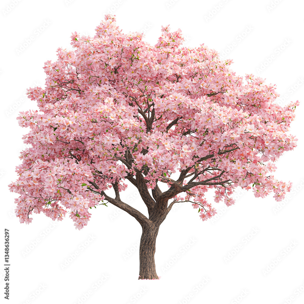 Fototapeta premium Beautiful cherry blossom tree isolated on transparent background.