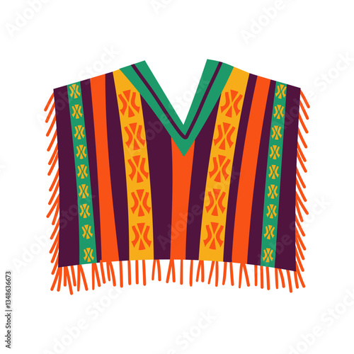 Mexican culture poncho fashion flat style icon vector illustration design isolate on white .