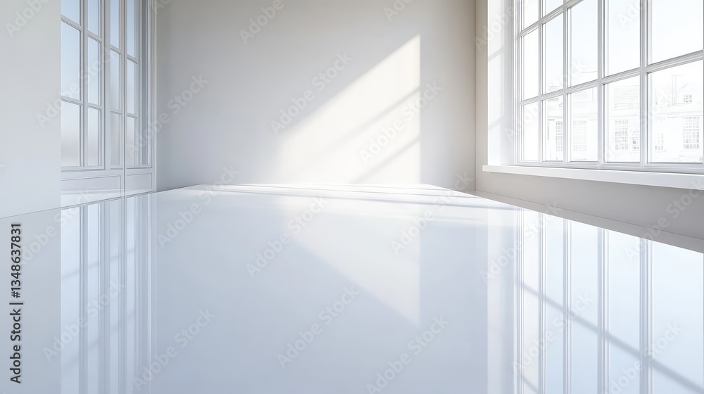 Obraz premium A bright and sterile laboratory countertop with clean white surfaces and a neutral background, perfect for scientific or medical themes.