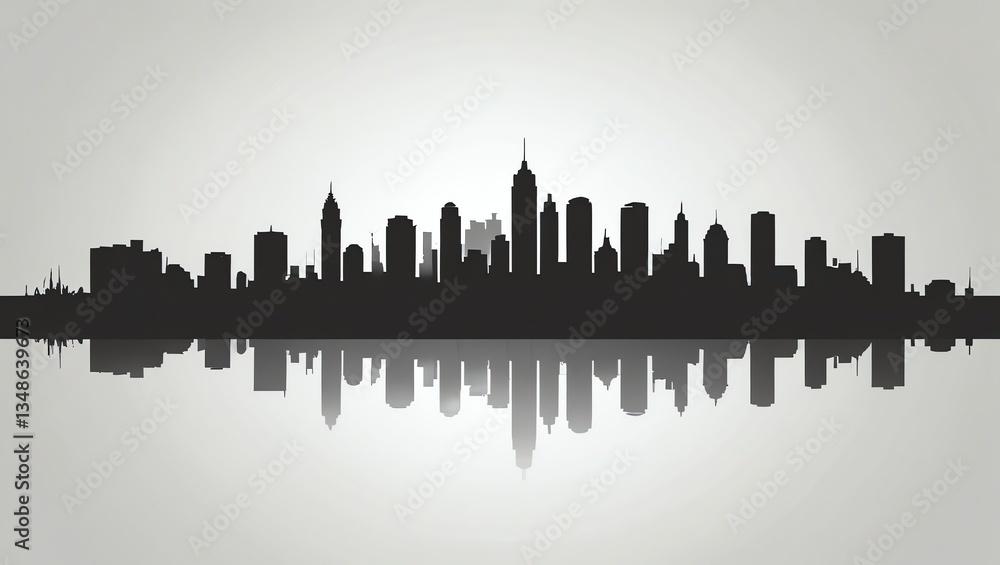 Fototapeta premium City Skyline Reflection: A Panoramic View of Urban Architecture