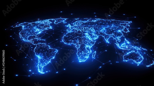 Global Network Map - World map with glowing connections