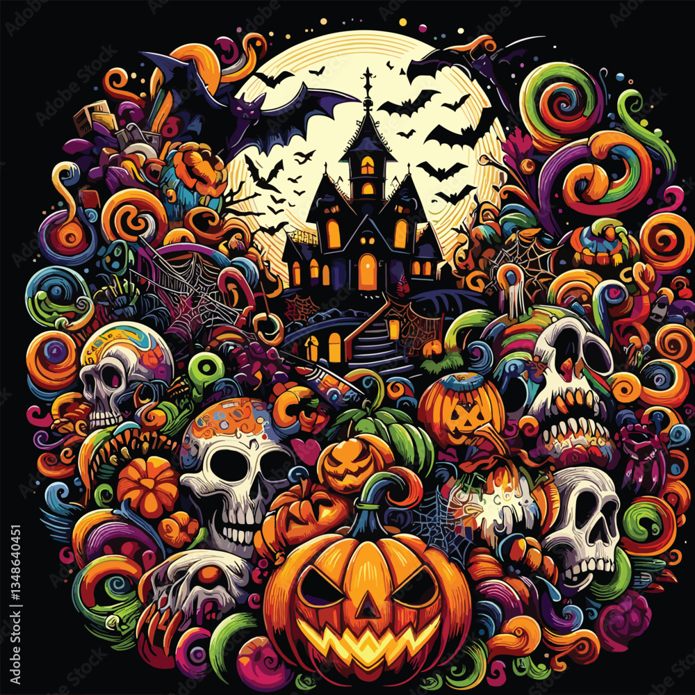 Fototapeta premium Halloween vector colorful t-shirt design