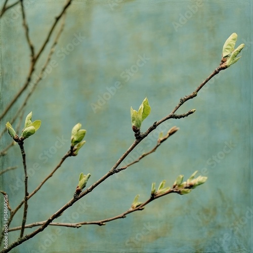 Fresh green buds on springtime trees