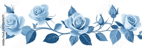 Delicate Light Blue Roses Border