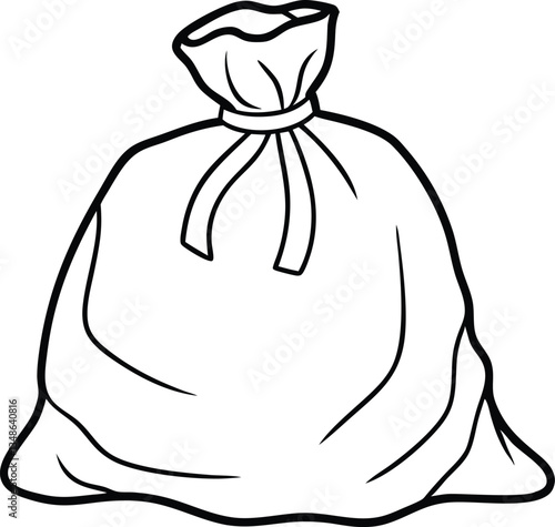 trash bag outline coloring book page line art, trash bag icon