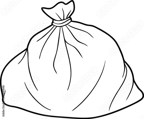 trash bag outline coloring book page line art, trash bag icon