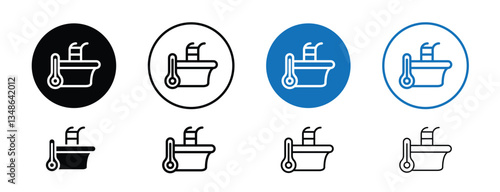 Set of 8 pixel perfect Cold Plunge icon with 1 unexpanded, 1 silhouette, A refreshing cold plunge icon, symbolizing ice baths, recovery, and wellness in a clean vector style.