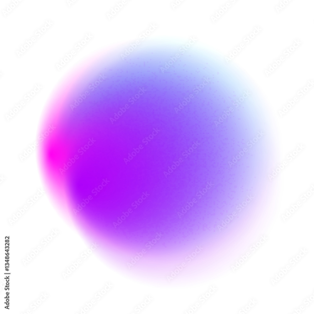 Purple color circle gradient noise gradation. Abstract violet pink colorful watercolor blur mesh shape on white background. Gradient aura, grain neon blob with noise effect vector illustration. Purple color circle gradient noise gradation. Abstract violet pink colorful watercolor blur mesh shape on white background. Gradient aura, grain neon blob with noise effect vector illustration.
