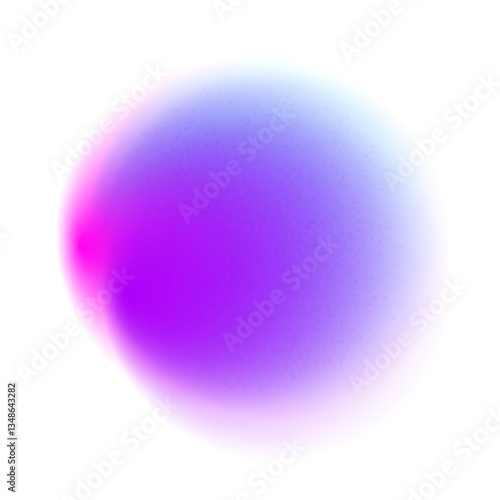 Purple color circle gradient noise gradation. Abstract violet pink colorful watercolor blur mesh shape on white background. Gradient aura, grain neon blob with noise effect vector illustration.