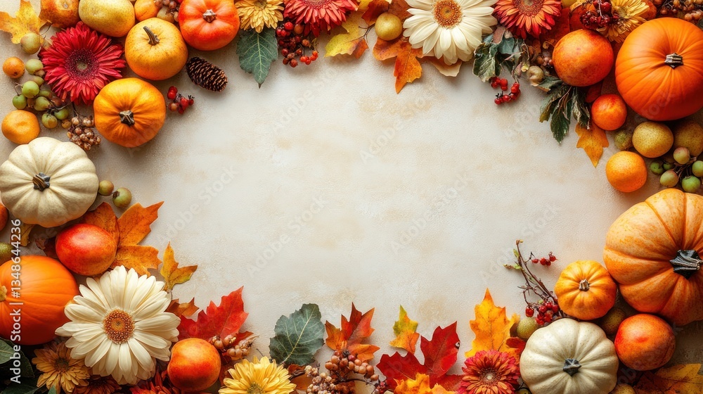 Fototapeta premium Autumn Harvest Abundance: A Festive Thanksgiving Frame