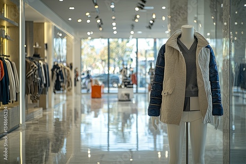 Mannequin displays clothing inside a bright and modern boutique store