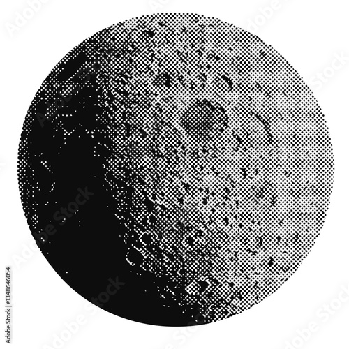 moon halftone grunge vector design element