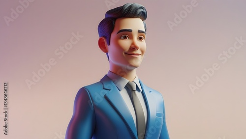 Animated Businessman Character with Confident Expression in Formal Attire