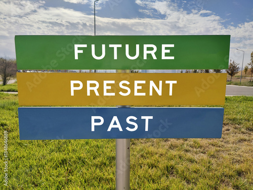 Cuadro en lienzo PAST, PRESENT, FUTURE: Signs flowing in nature’s stream, a triad of time—where past roots, present lives, and future beckons, a metaphor for life’s endless thread
