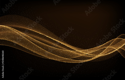 Abstract shiny color gold wave luxury background