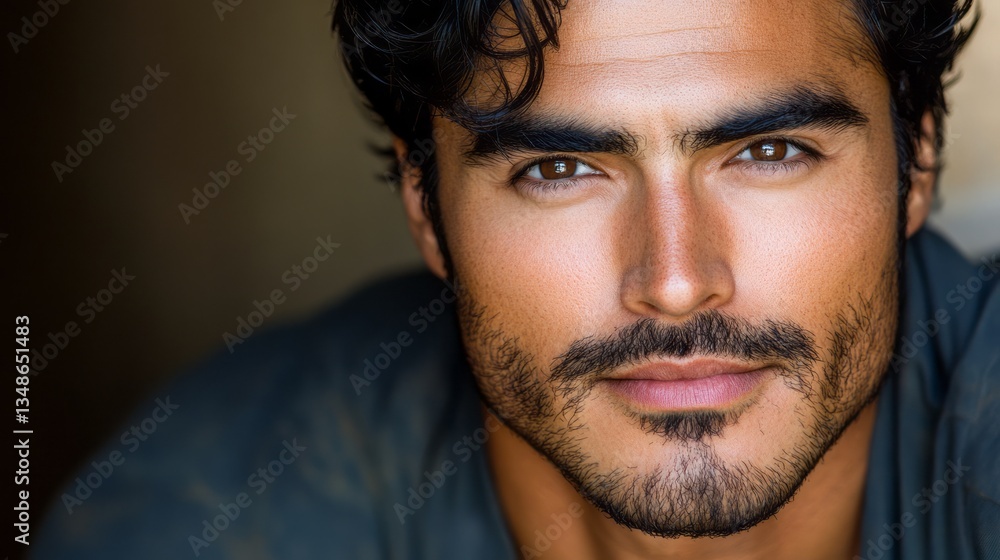 Headshot of a handsome man with brown hair Headshot of a handsome man with brown hair