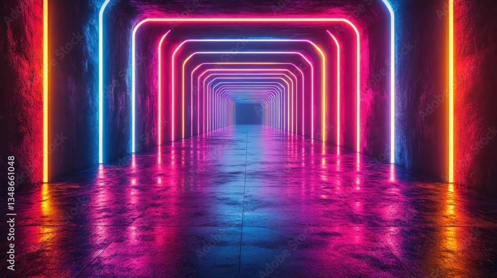 Neon tunnel of vibrant colors Neon tunnel of vibrant colors