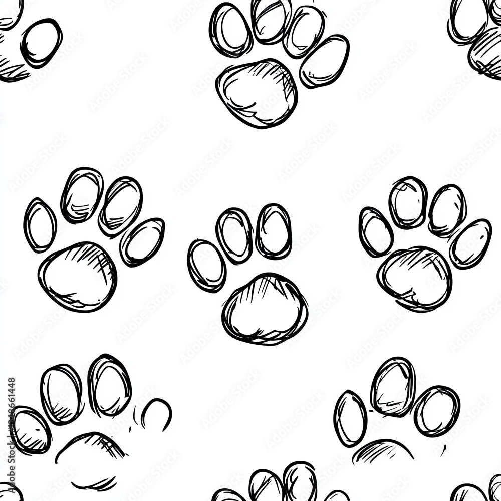 Paw Prints Seamless Pattern