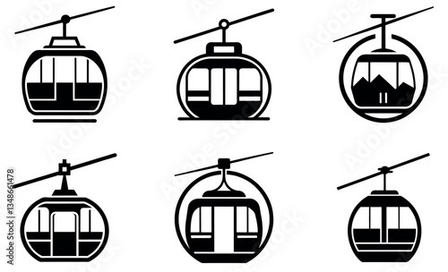 Cable Car Icons: Modern Transportation Symbols