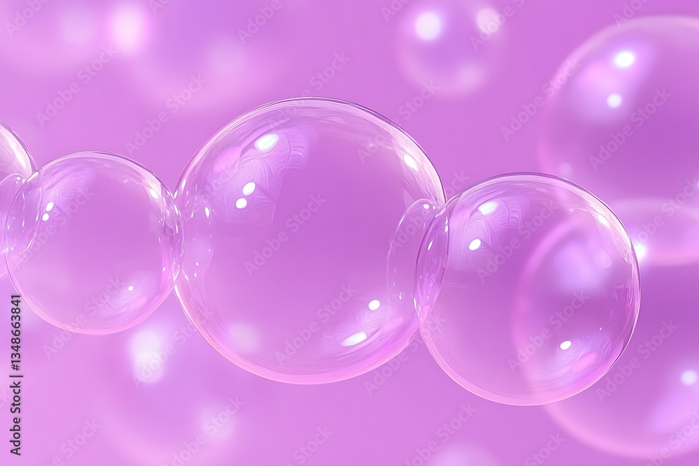 Many transparent bubbles floating against a soft purple background Many transparent bubbles floating against a soft purple background
