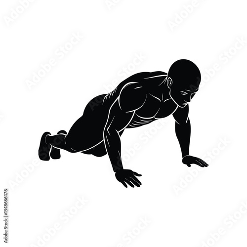 Muscular Push-up Fitness Silhouette – Ideal for Strength, Exercise, and Athletic
